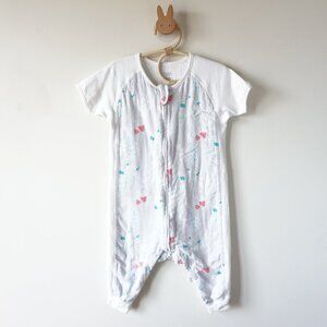 Nest Designs Bamboo Muslin Strawberry Floral Print Sleep Sack White Sz S 6-18m